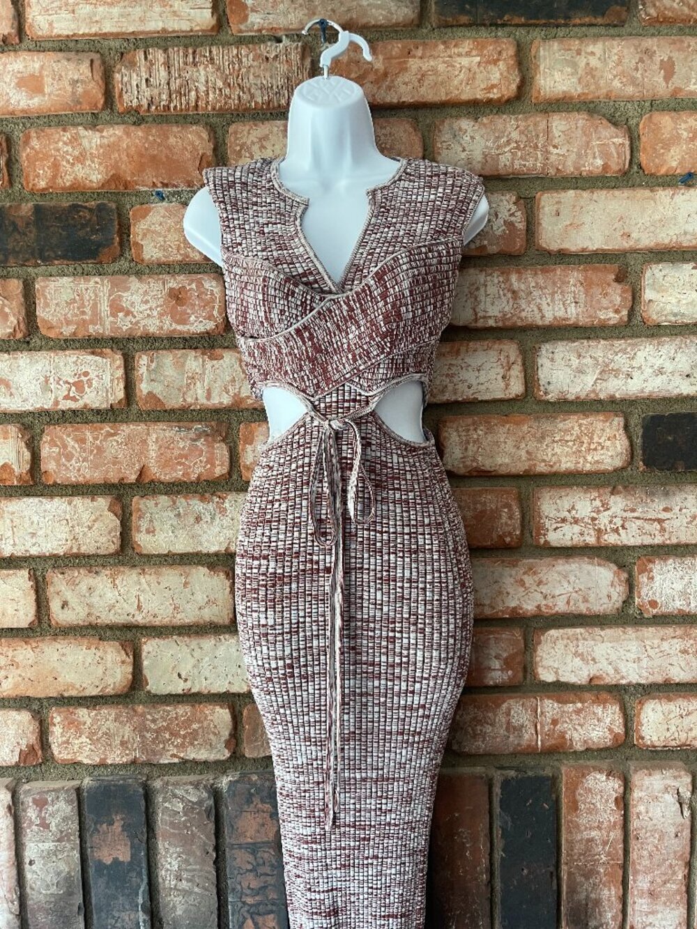 Self-Portrait NWT Space Dyed Knit Cutout Midi Dress Size M - Picture 4 of 9